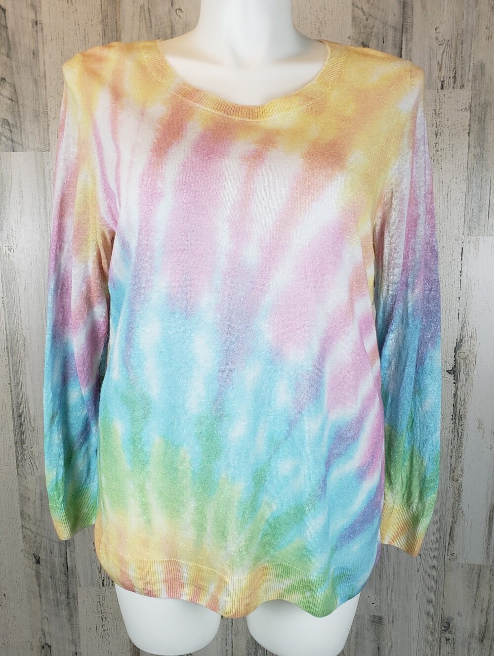 Talbots Pastel Tie-Dye Linen Sweater Size 1X